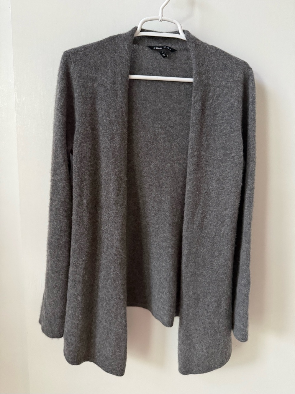 100% Cashmere 41 Hawthorn Gray Open Front Cardigan - Picture 3 of 12